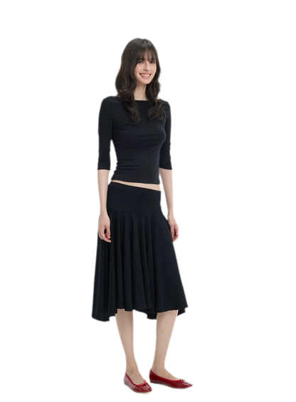 Lyocell Boat Neck Knit Top
