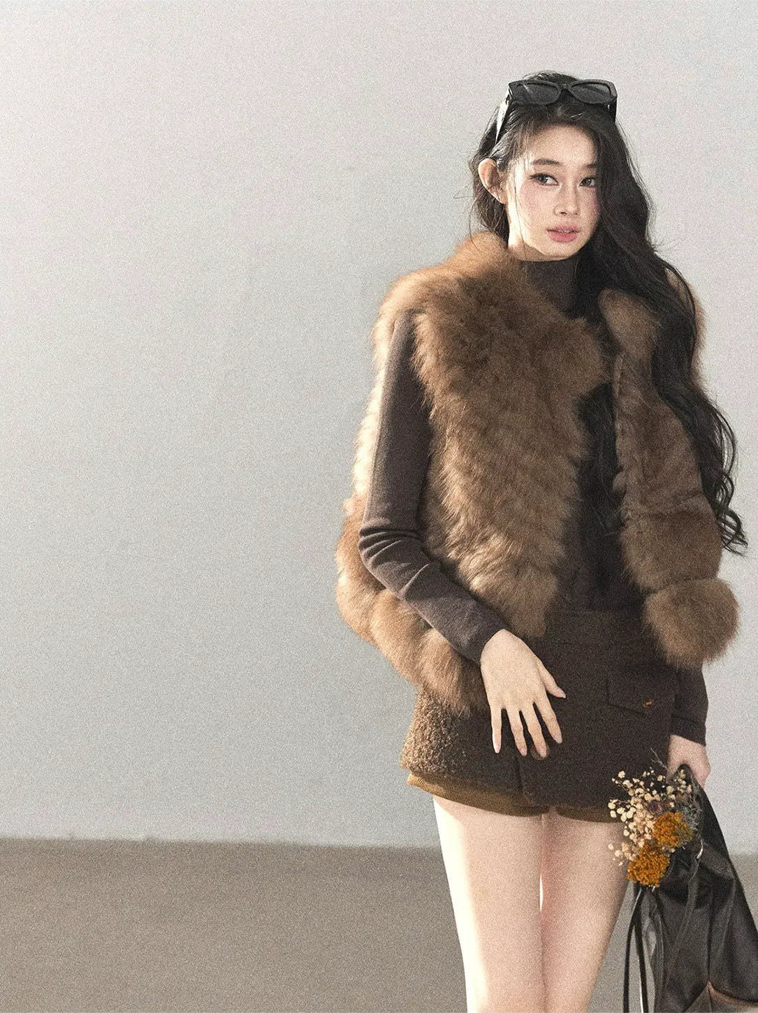 Fox Fur Stand-Collar Vest