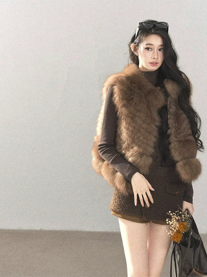 Fox Fur Stand-Collar Vest