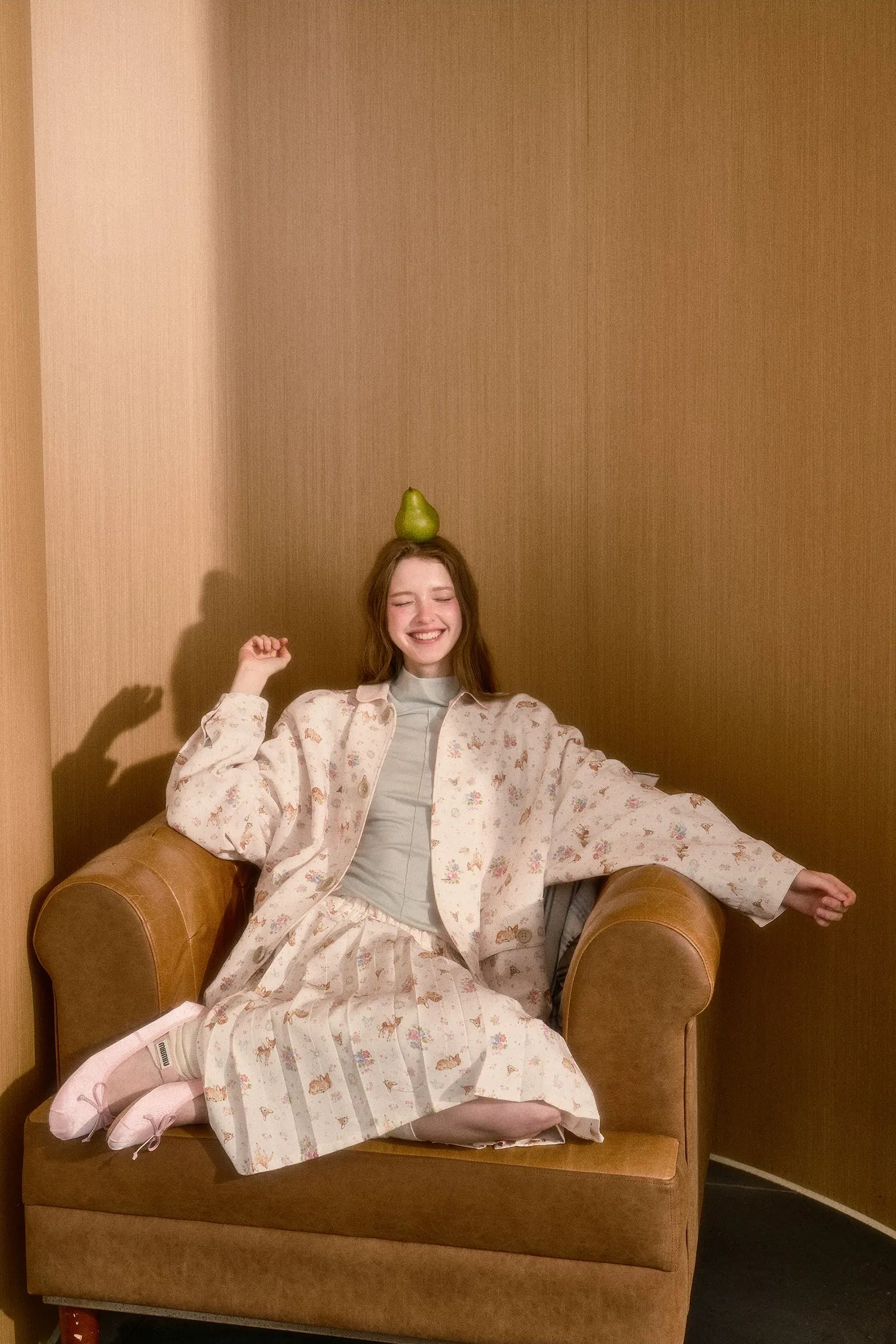 Pleated Printed A-Line Skirt