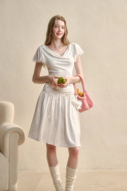 Satin Bow A-Line Skirt
