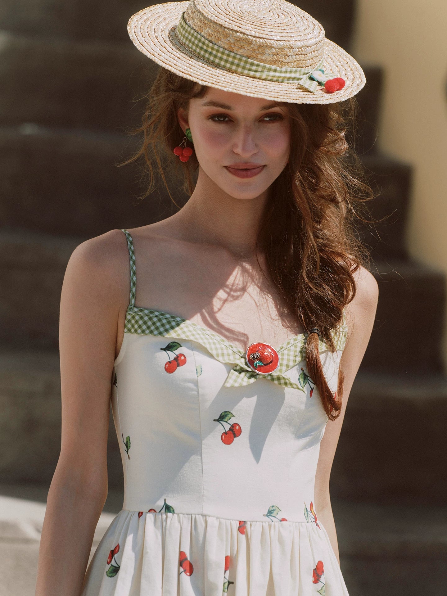 Cherry Print Fitted Dress