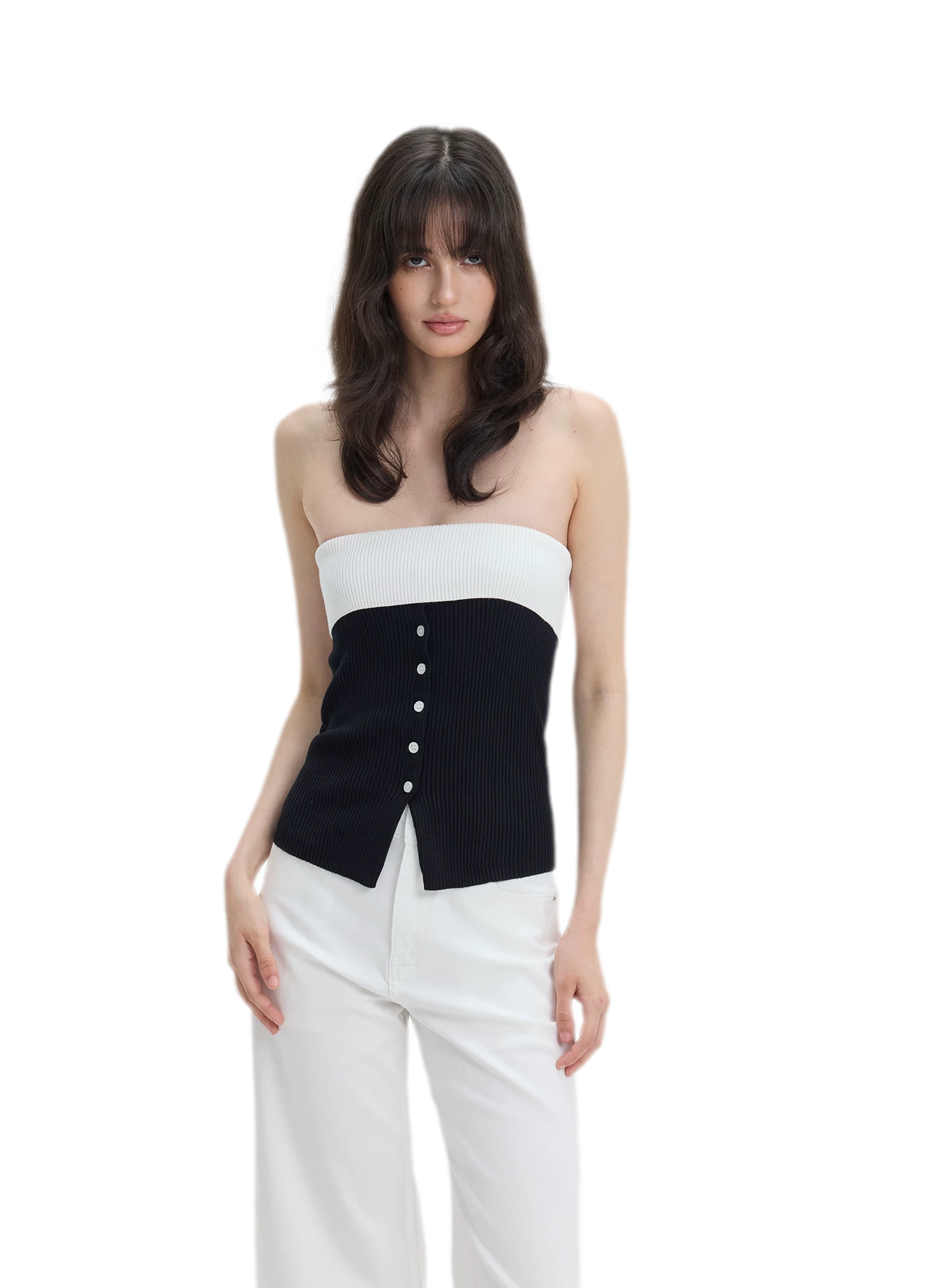French Colorblock Bandeau Top