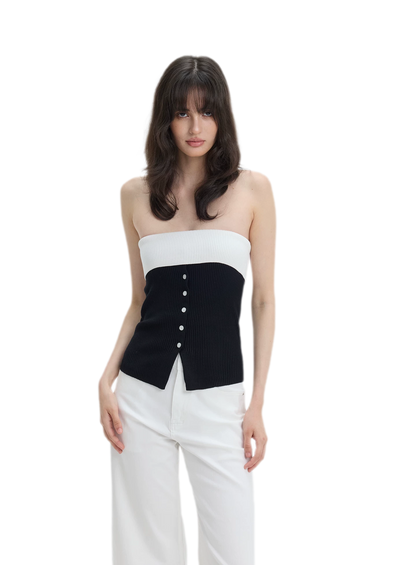 French Colorblock Bandeau Top