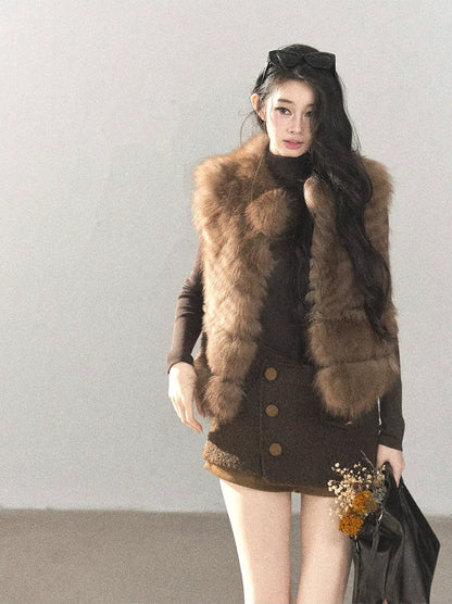 Fox Fur Stand-Collar Vest