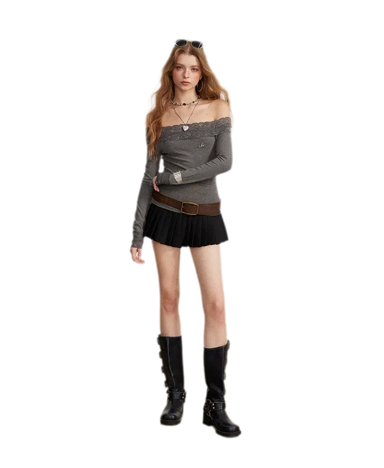 Contrast Pleated A-Line Mini Skirt