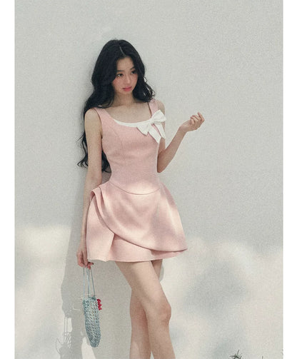 Sleek Bowknot Mini Dress