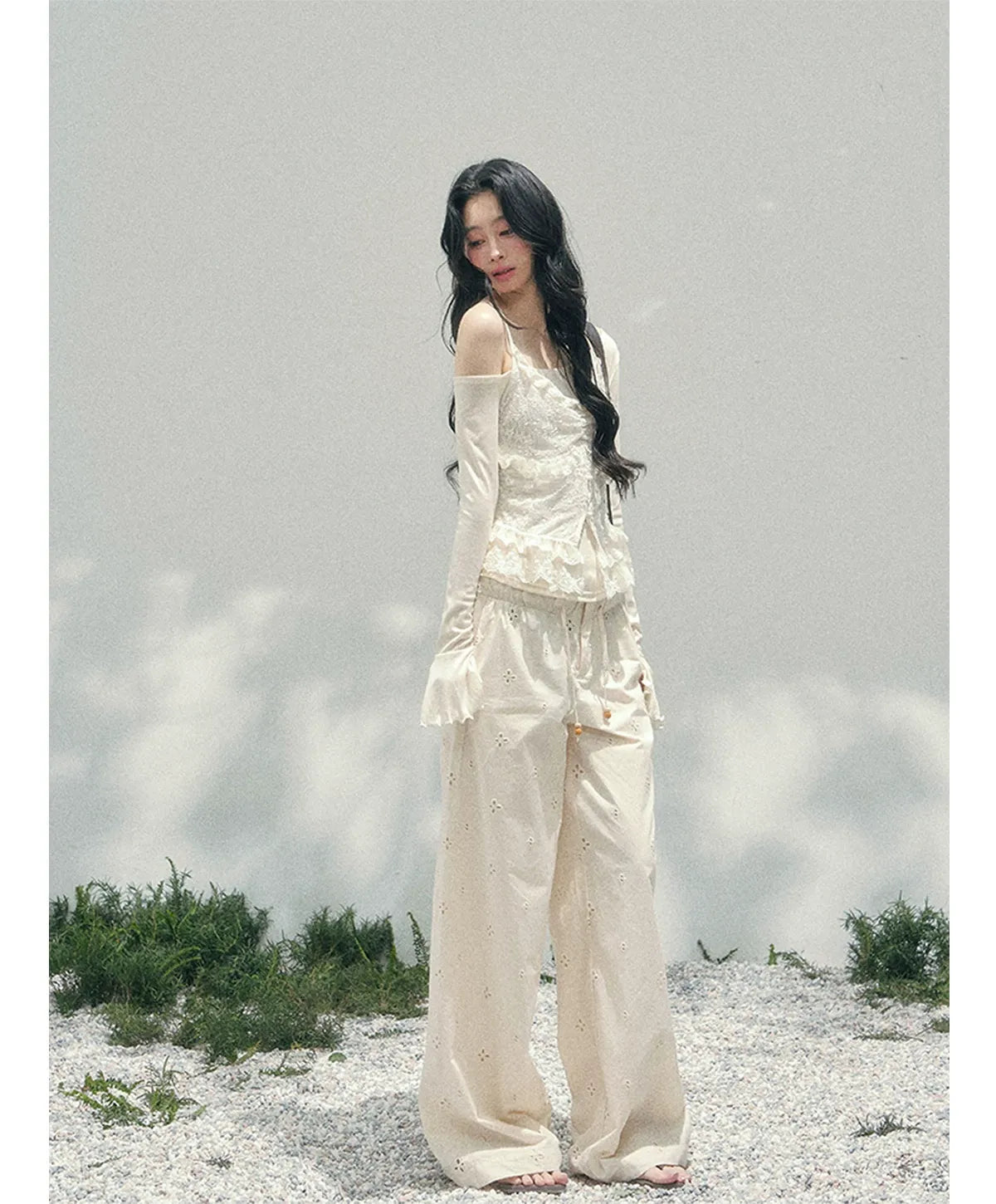 Wide-Leg Embroidered Pants