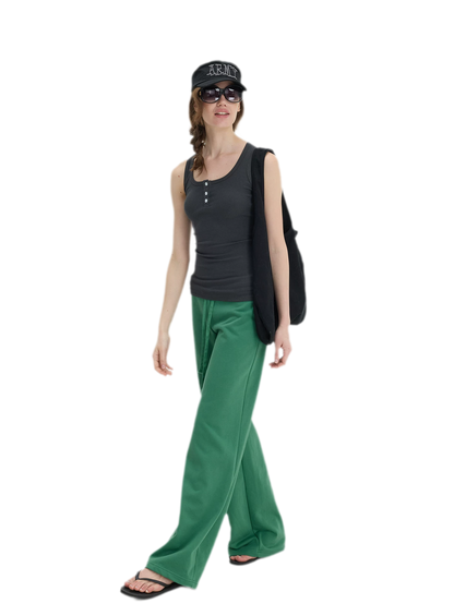 Ribbed Slim-Fit Henley Tank