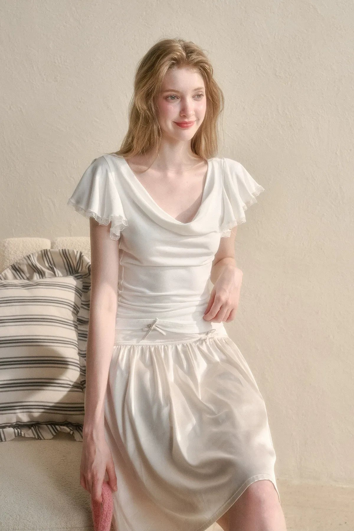 Satin Bow A-Line Skirt