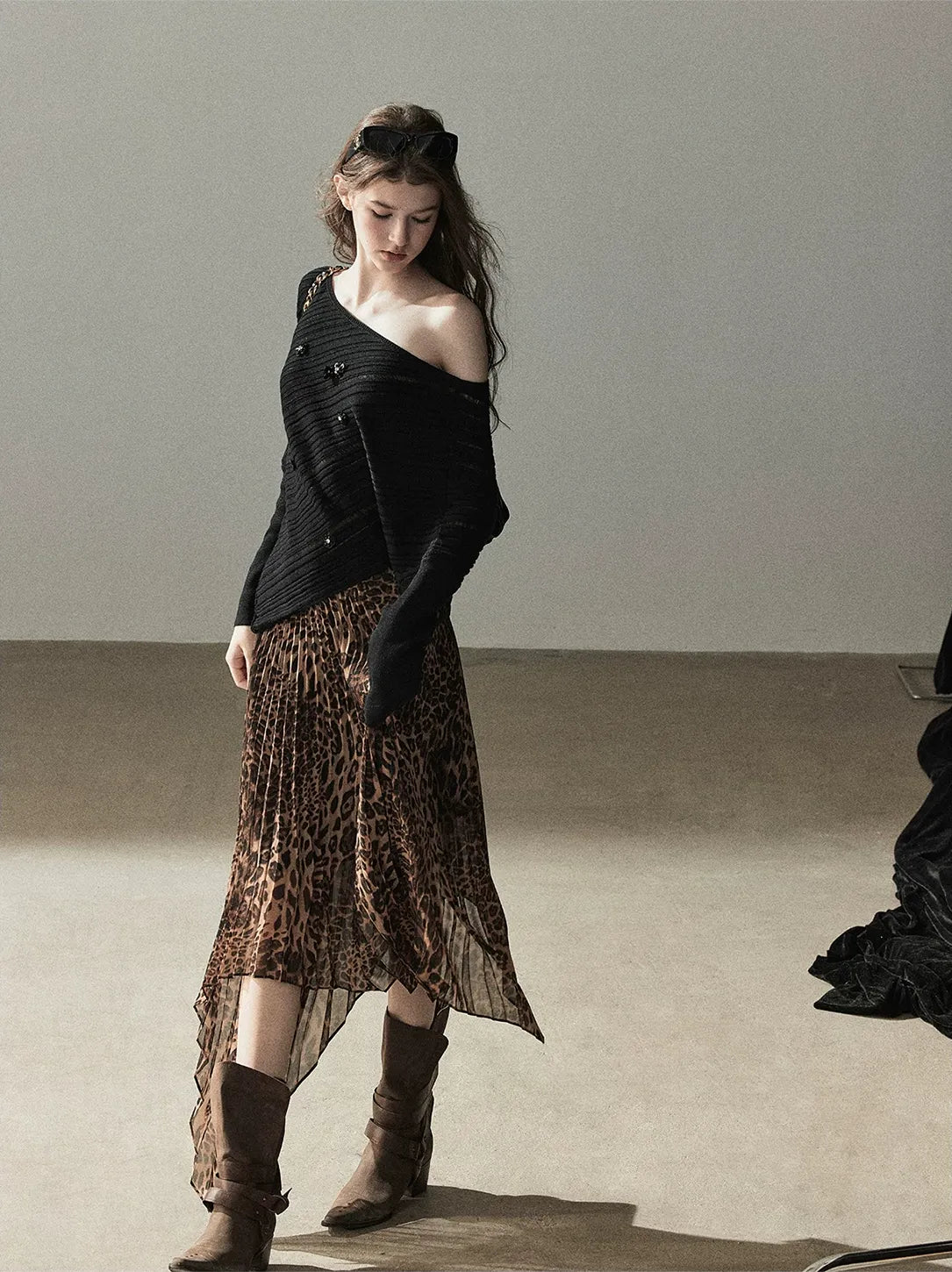 Asymmetric Cutout Relaxed Knit Top