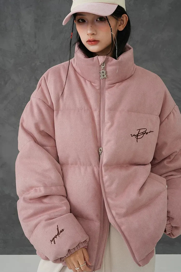 Suede Oversized Down Puffer Jacket