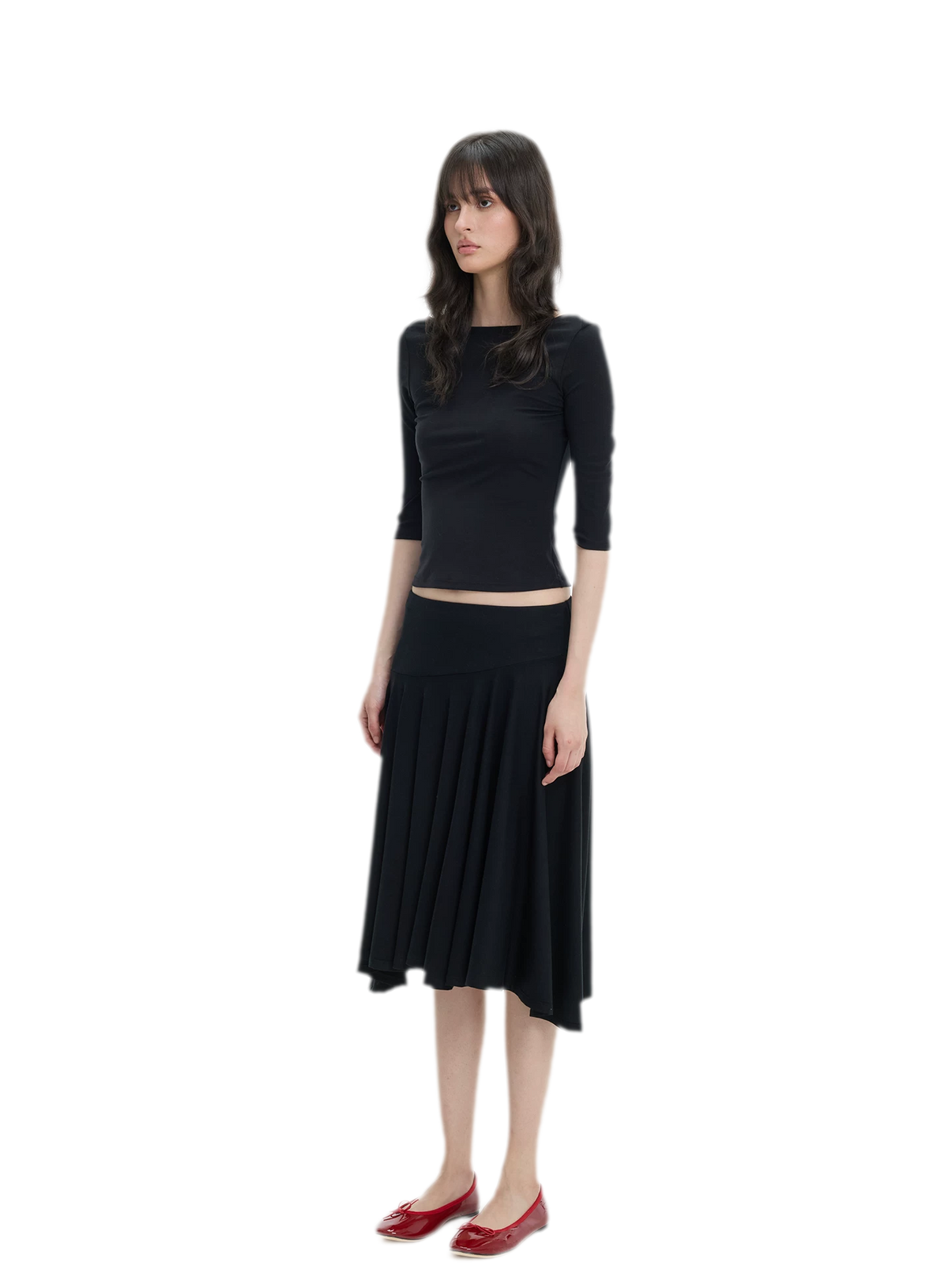 Lyocell Boat Neck Knit Top
