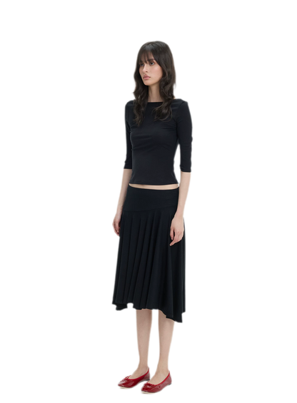 Lyocell Boat Neck Knit Top