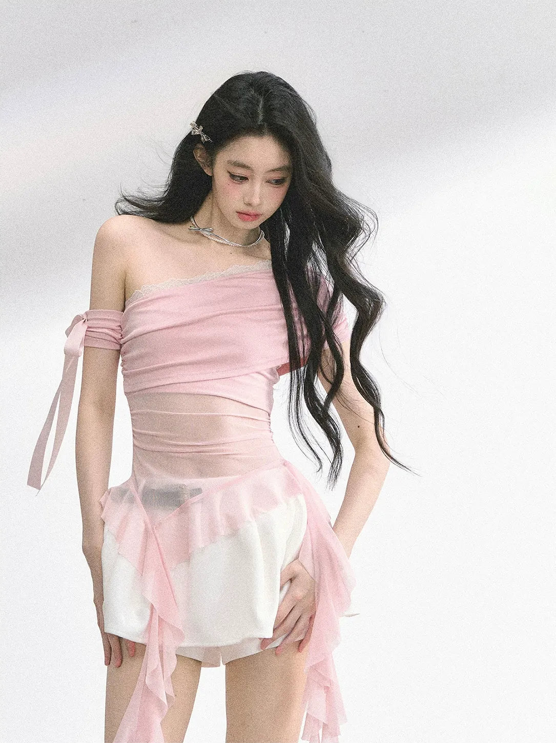 Sheer Off-Shoulder Tee