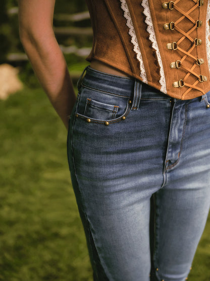 Suede Corset Denim Set