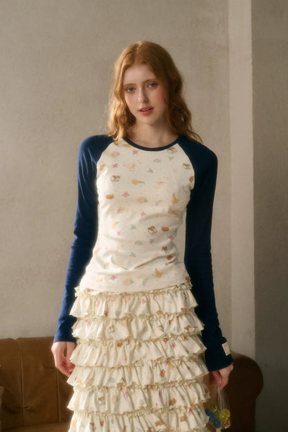 Printed Layered Cake Skirt