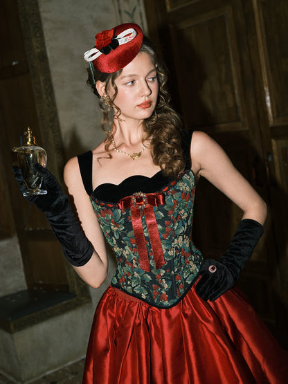 Floral Jacquard Corset Dress