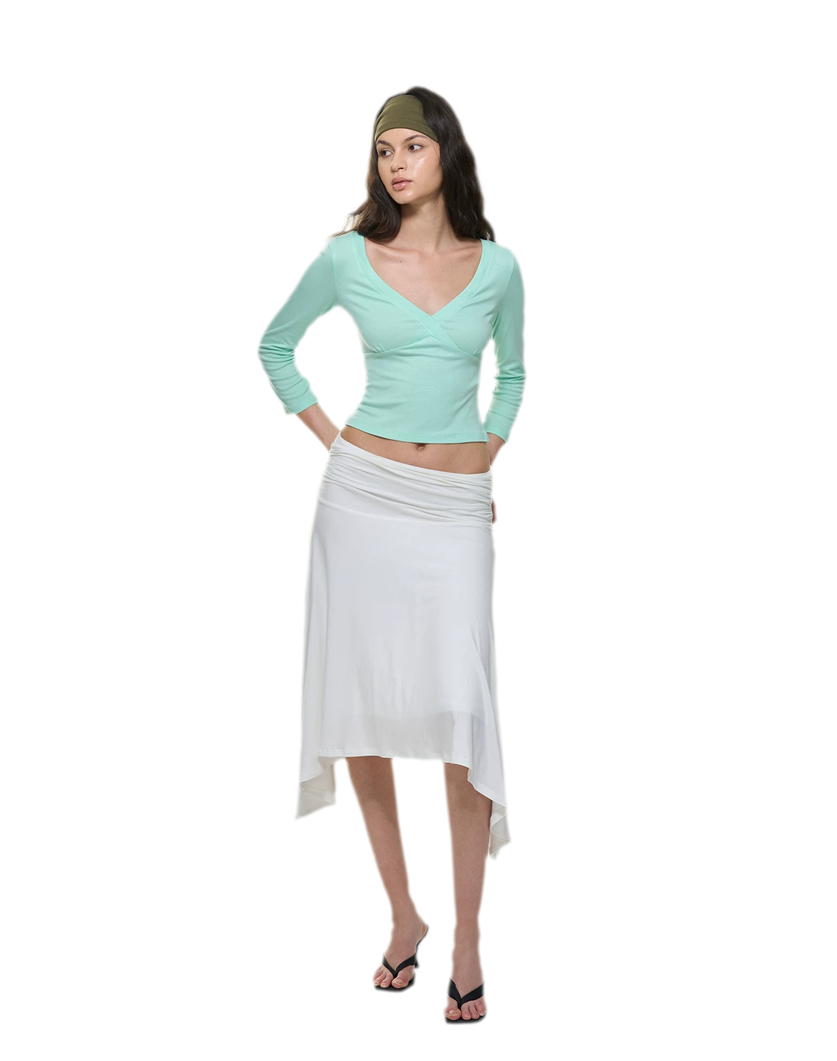 Crossfront Ribbed V-Neck Top