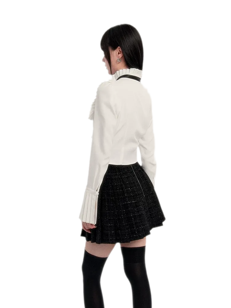 Tweed Ruffle Shirt Jacket Set