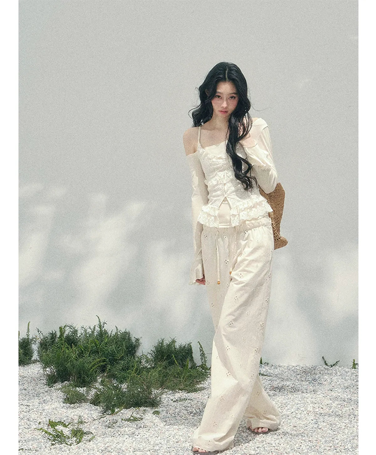 Wide-Leg Embroidered Pants