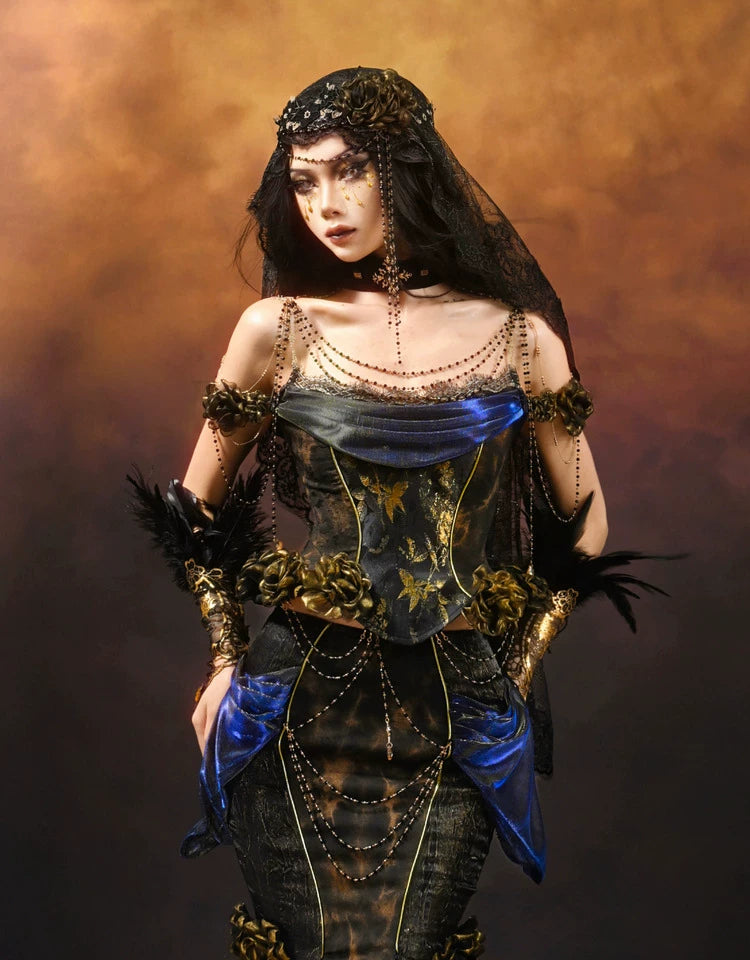 Gold Jacquard Sculptural Corset