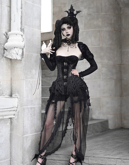Áo corset bustier nhung lồng chim