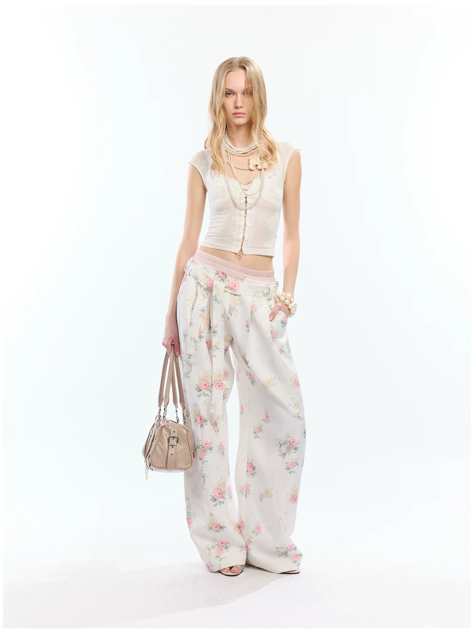 Floral Print Loose Wide Leg Pants