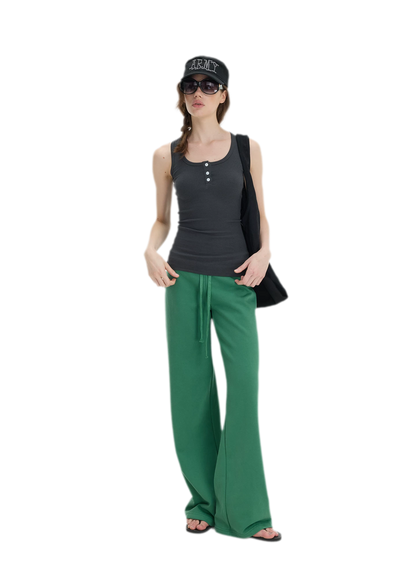 Ribbed Slim-Fit Henley Tank