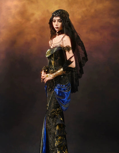 Gold Jacquard Mermaid Fishtail Skirt