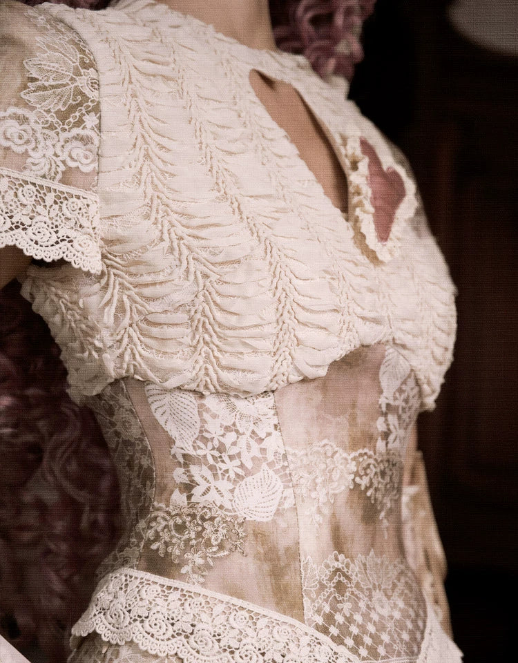 Embroidered Heart Cutout Corset Top