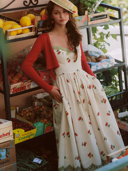 Cherry Print Fitted Dress