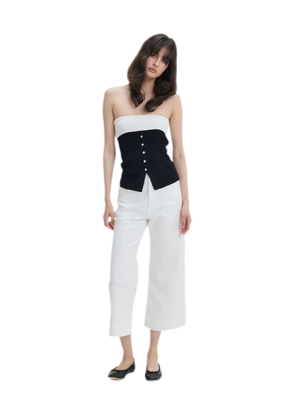 French Colorblock Bandeau Top