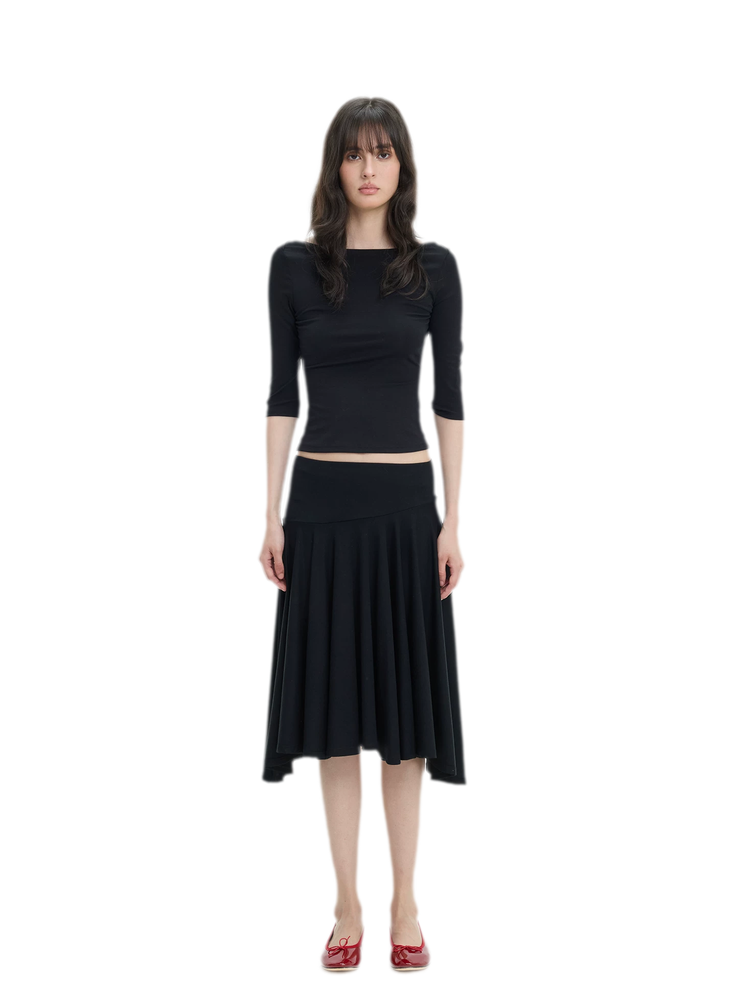 Lyocell Boat Neck Knit Top