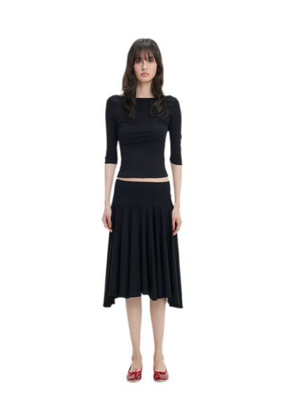 Lyocell Boat Neck Knit Top