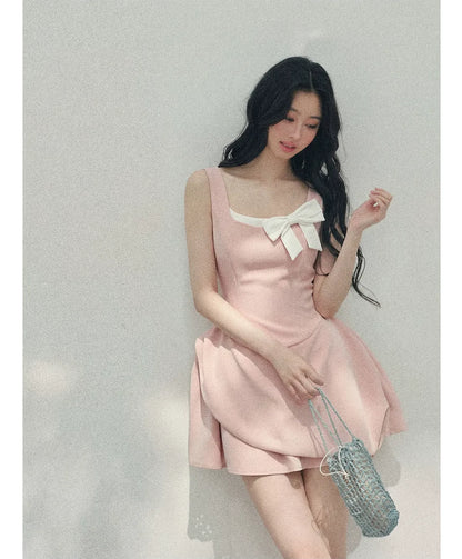 Sleek Bowknot Mini Dress