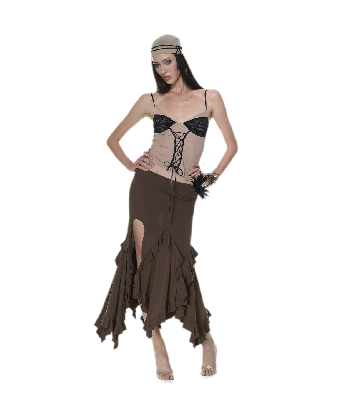 Ruched Ruffle Skirt Set