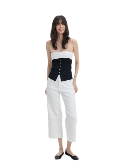 French Colorblock Bandeau Top