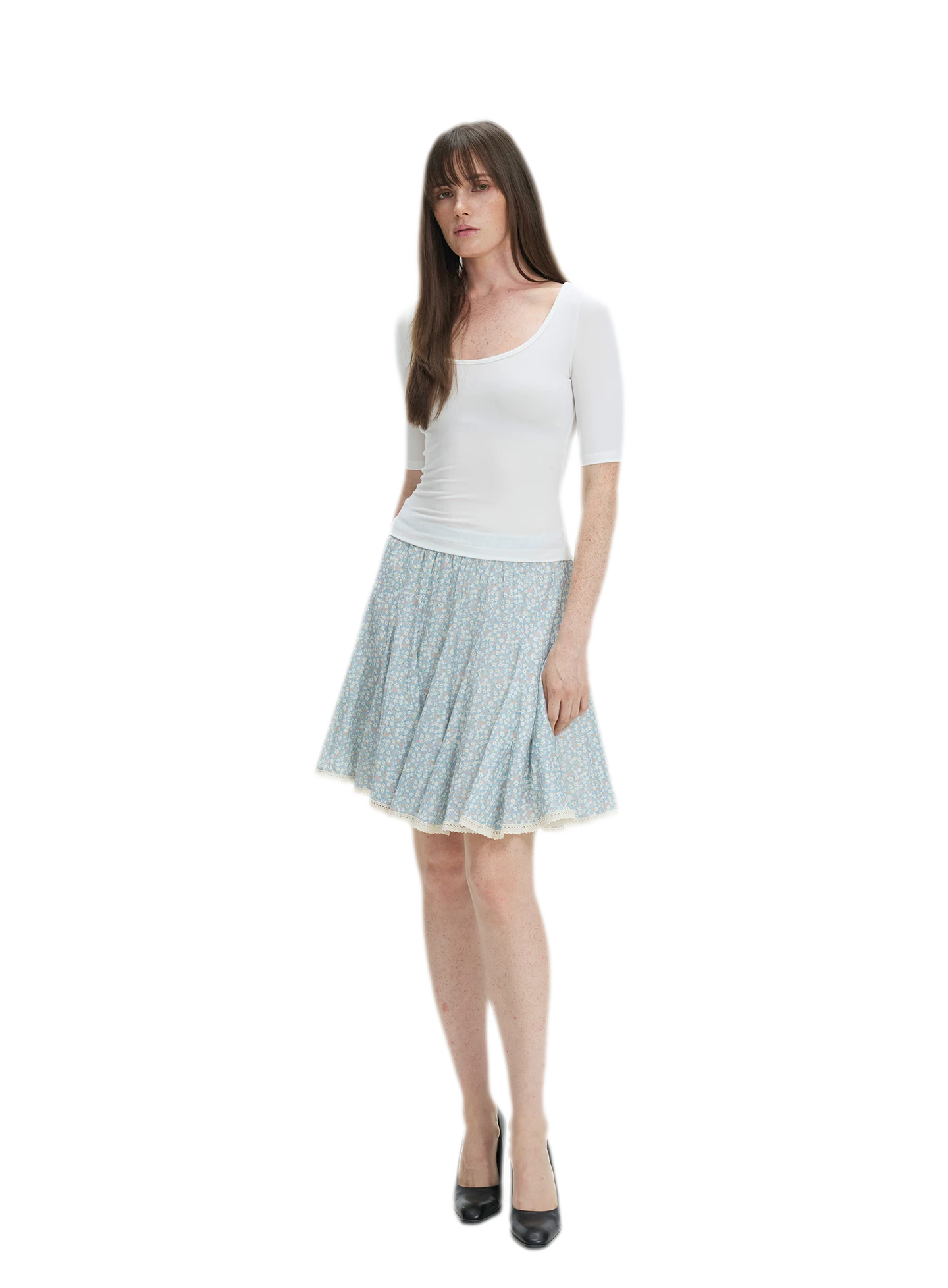 Floral Lace Midi Skirt