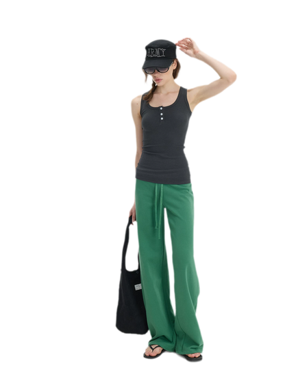 Ribbed Slim-Fit Henley Tank