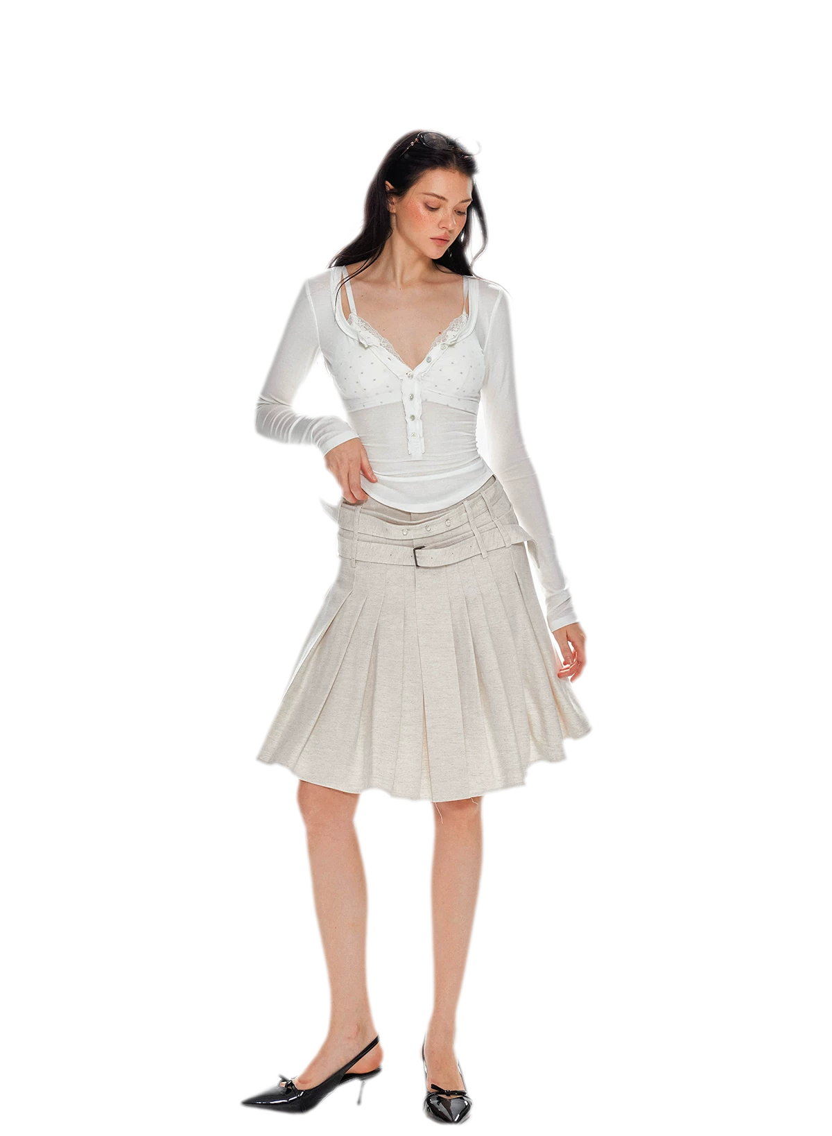Lyocell Ruched Long Sleeve Top