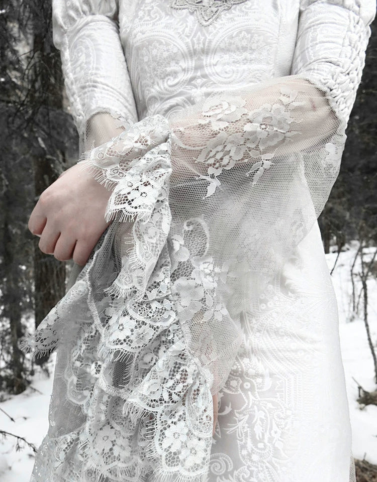 Đầm sườn xám nhung jacquard đuôi cá