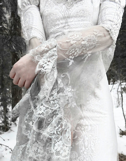 Đầm sườn xám nhung jacquard đuôi cá
