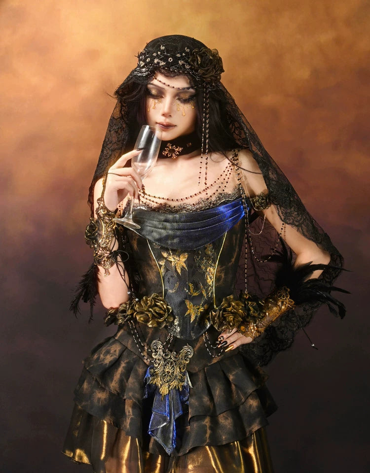 Gold Jacquard Sculptural Corset