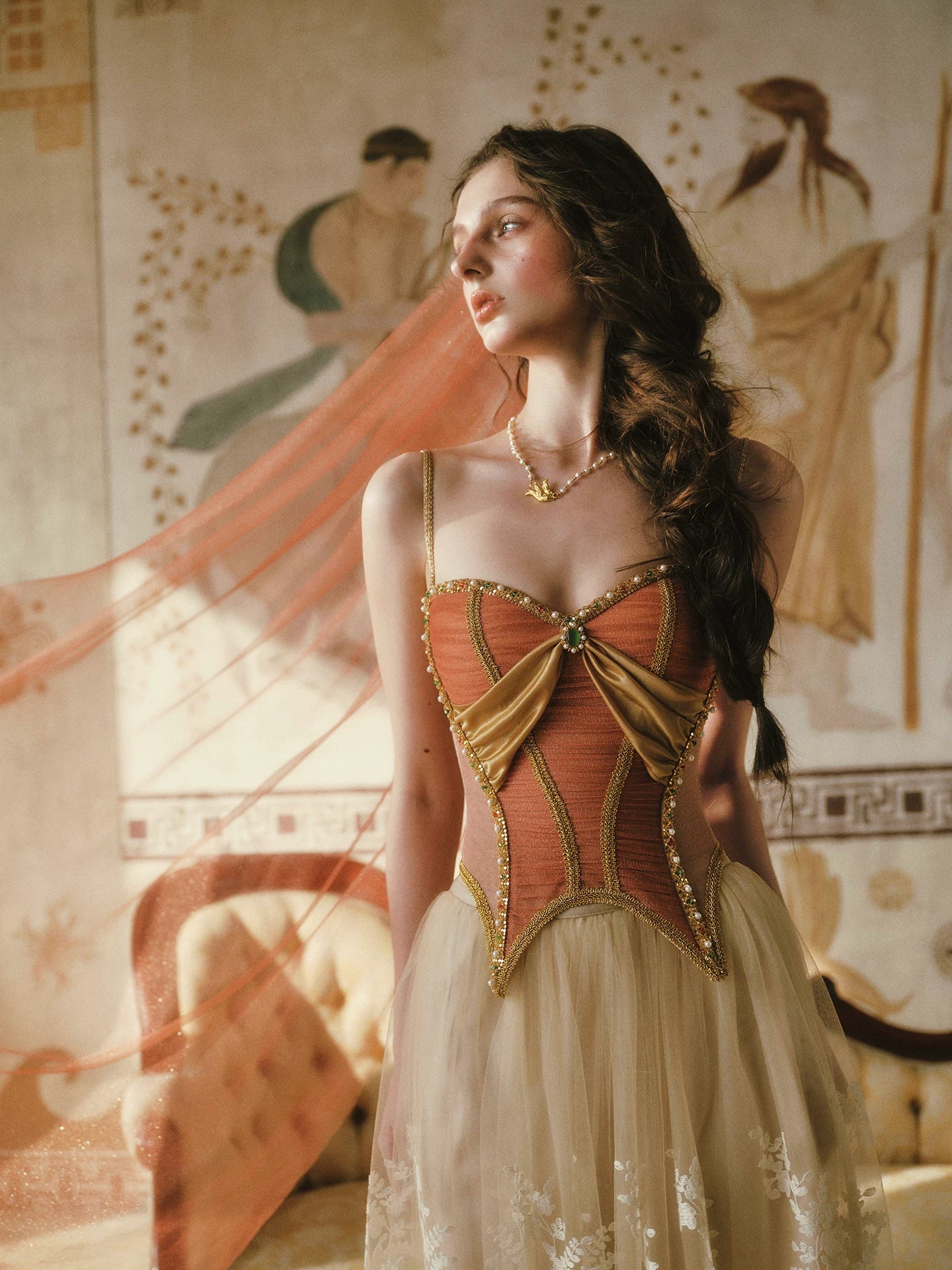Gold Mesh Corset Dress Set