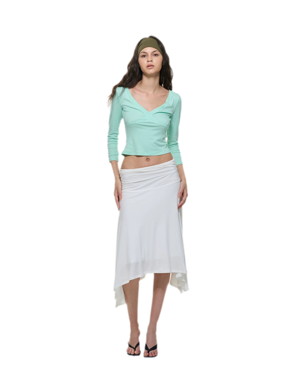 Crossfront Ribbed V-Neck Top