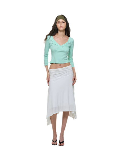 Crossfront Ribbed V-Neck Top