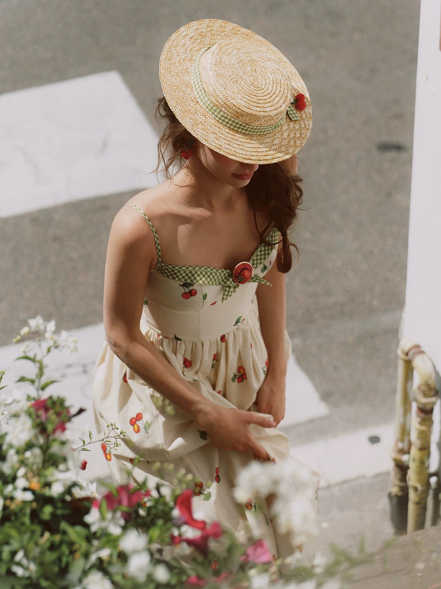 Cherry Print Fitted Dress