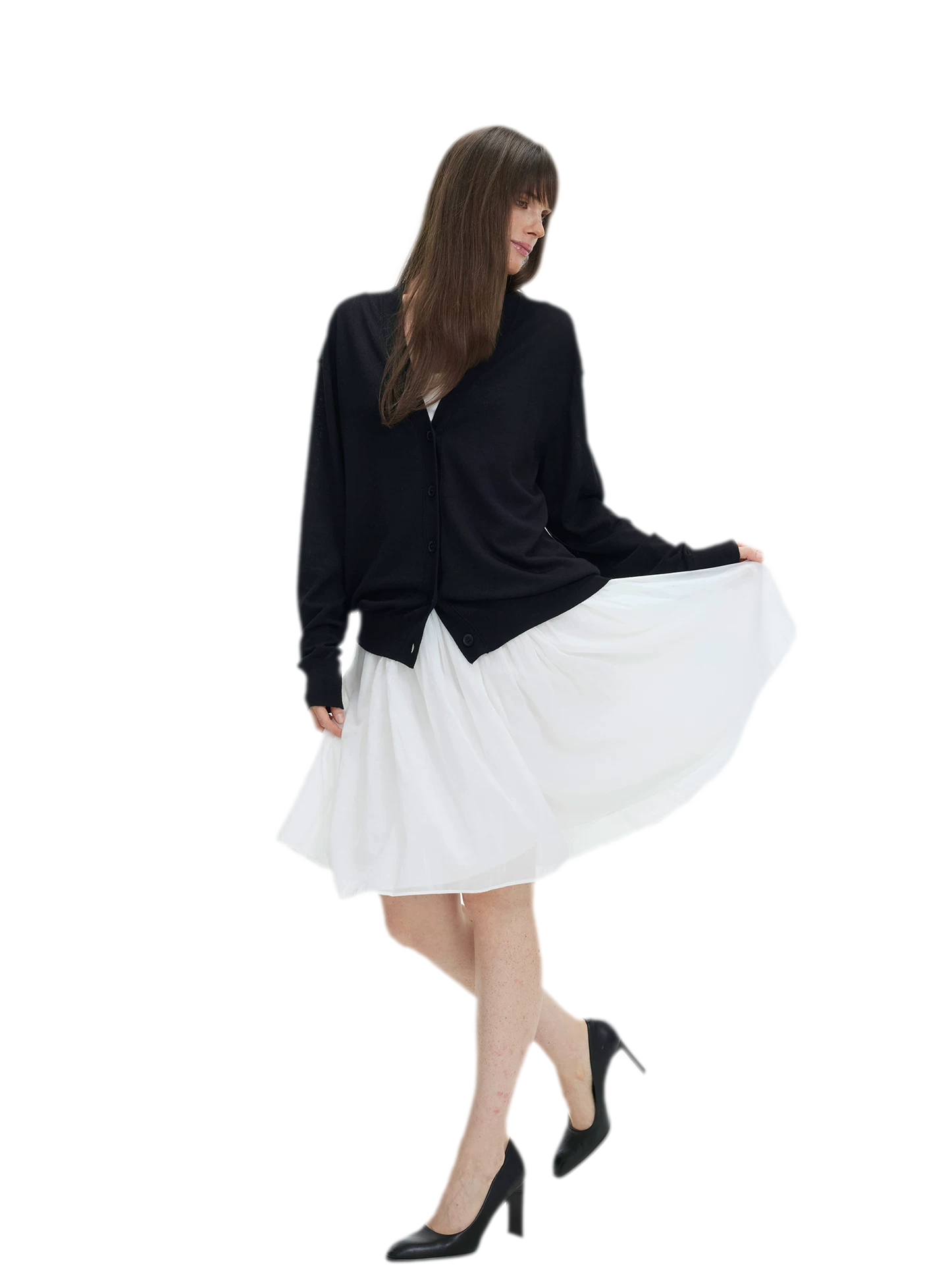 Pleated Chiffon Midi Skirt