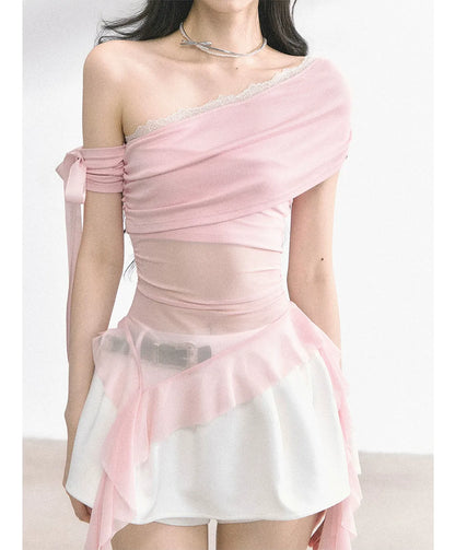 Sheer Asymmetric Mesh Tee